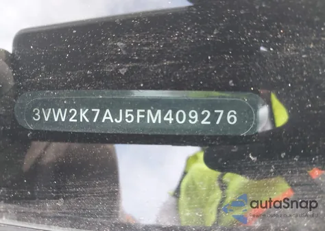 2015 Volkswagen Jetta 2.0L S z USA, uszkodzony, nr VIN 3VW2K7AJ5FM409276